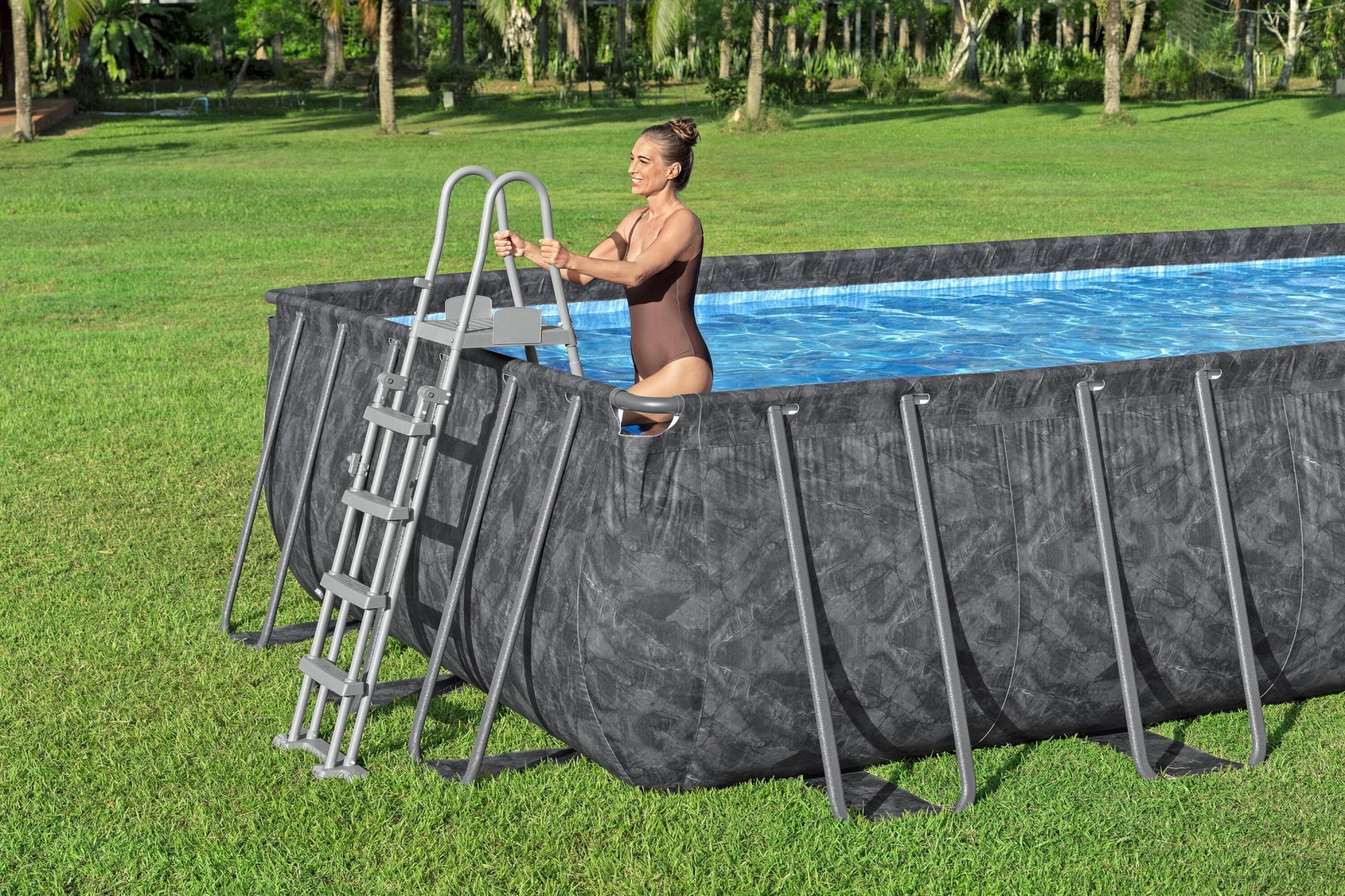 POWER STEEL POOL 488X244X122 RECHTECKIG DUNKELGRAU