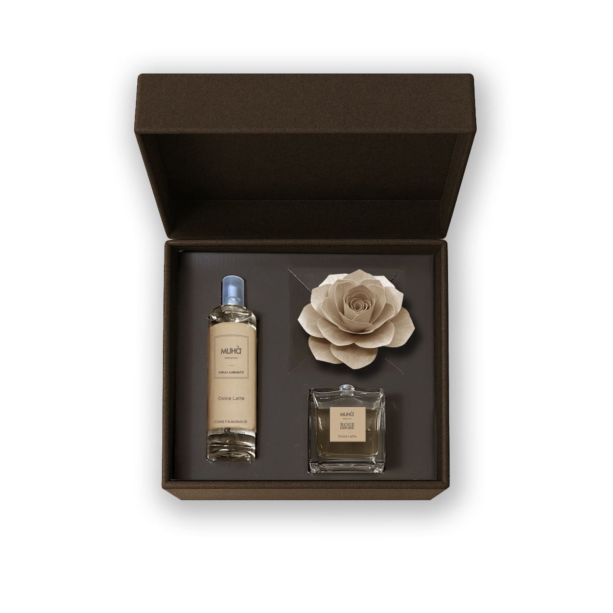 MUHA Confezione Rosa 100 ml + Spray 100 ml Dolce Latte