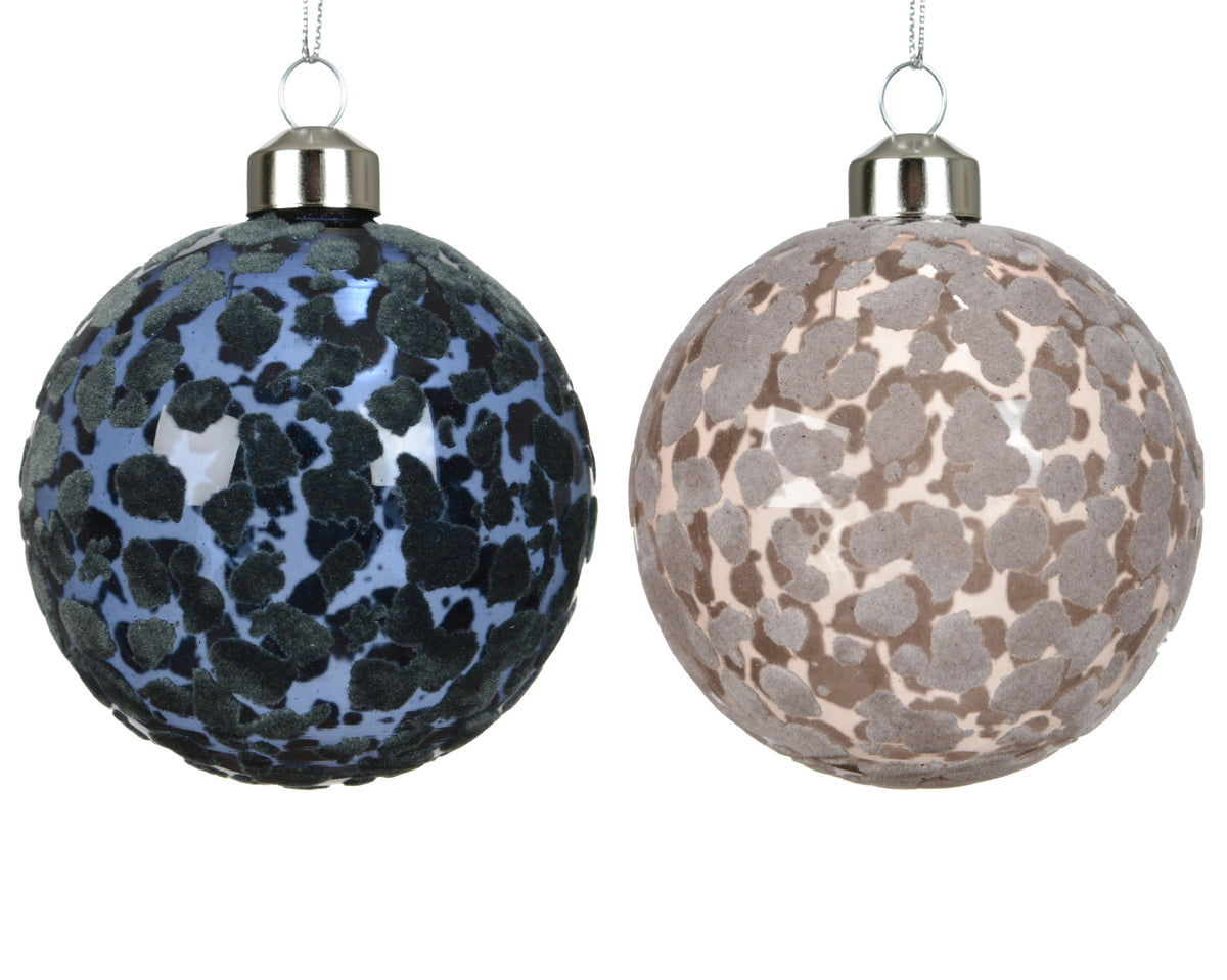 pallina di natale in vetro trasparente floccata D 8 cm colori modello assortito Peraga Christmas