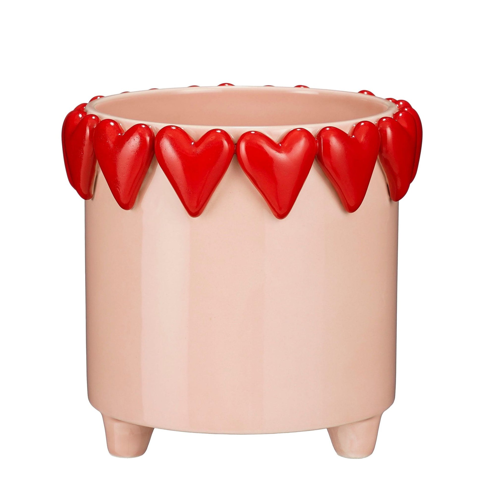 Mica Decorations Vaso con cuori D21 x H18 cm, rosa/rosso