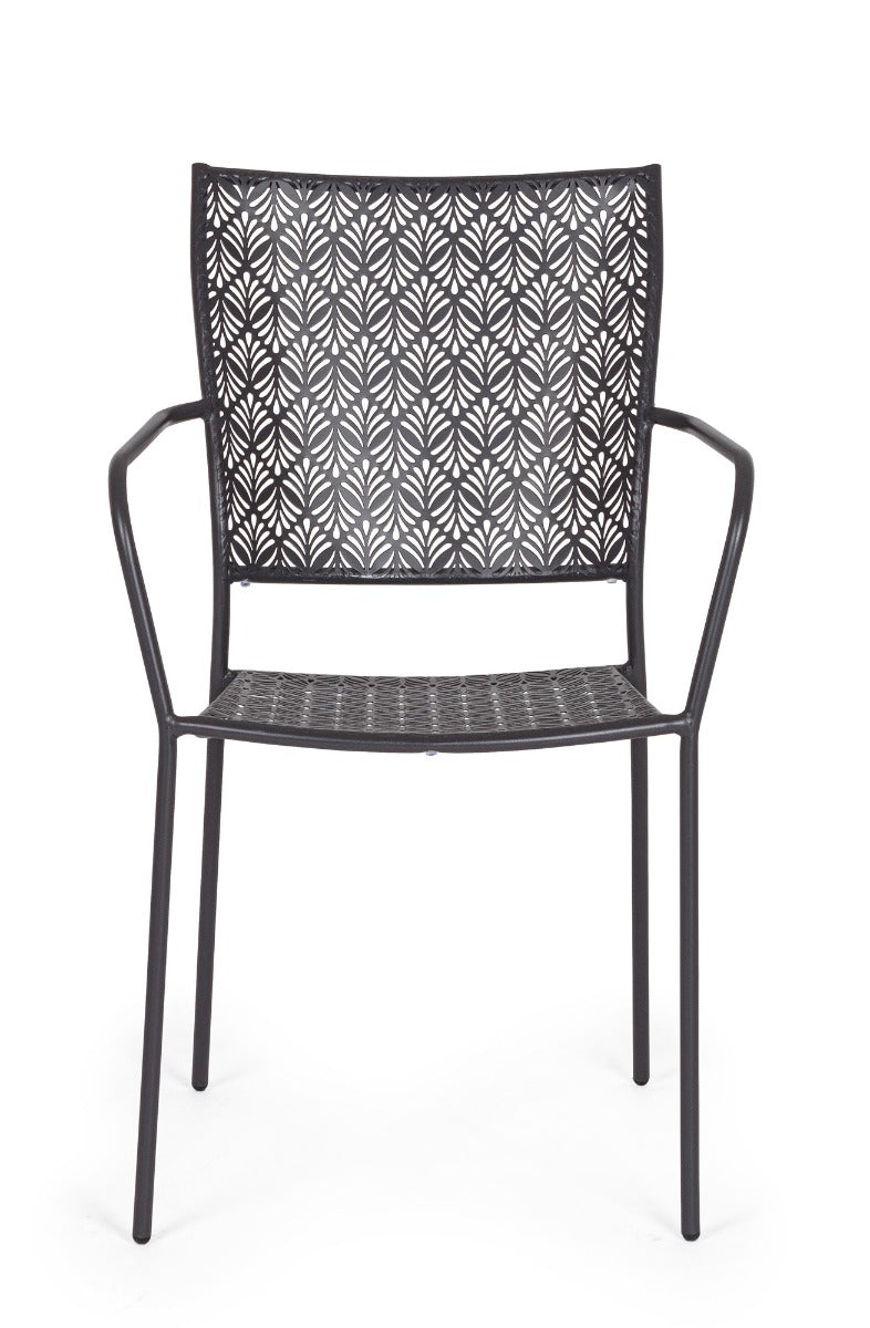 SET TAVOLO DA GIARDINO LIZETTE D.60CM + 2 SEDIE LIZETTE CON BRACCIOLI ANTRACITE