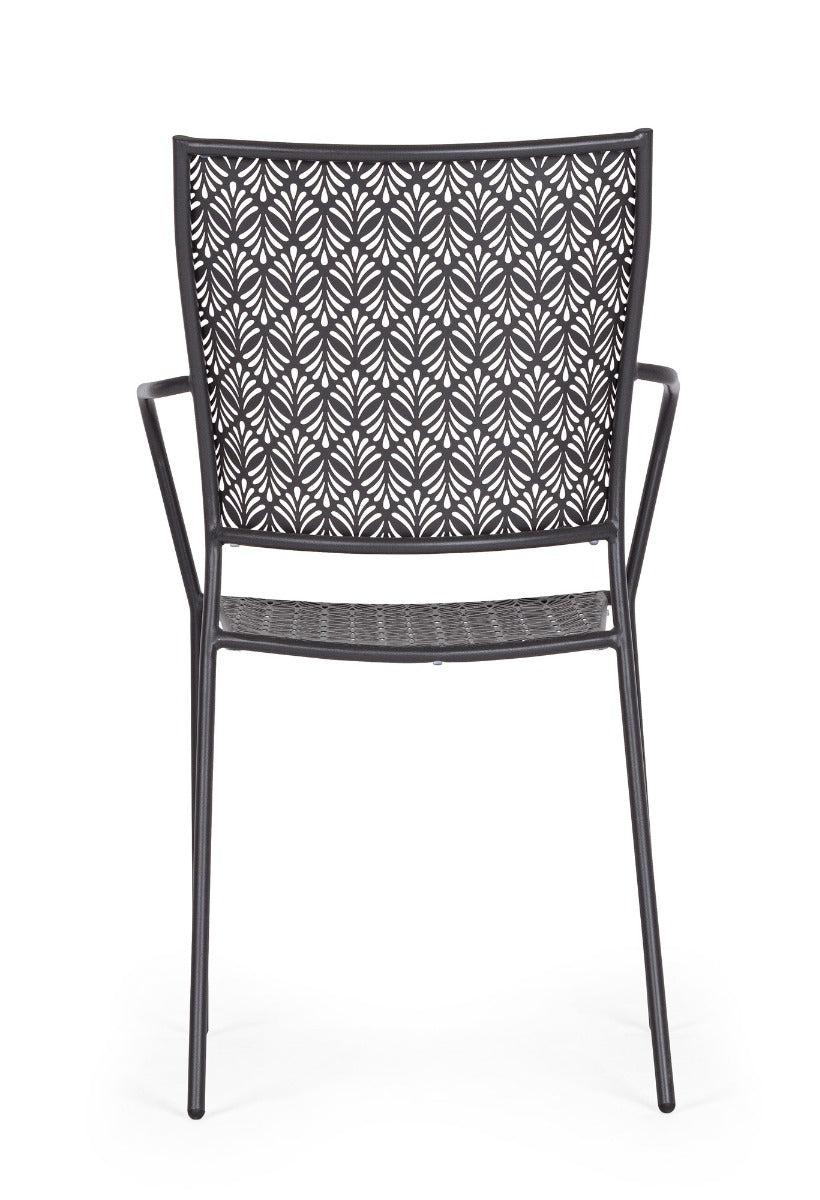 SET TAVOLO DA GIARDINO LIZETTE D.60CM + 2 SEDIE LIZETTE CON BRACCIOLI ANTRACITE