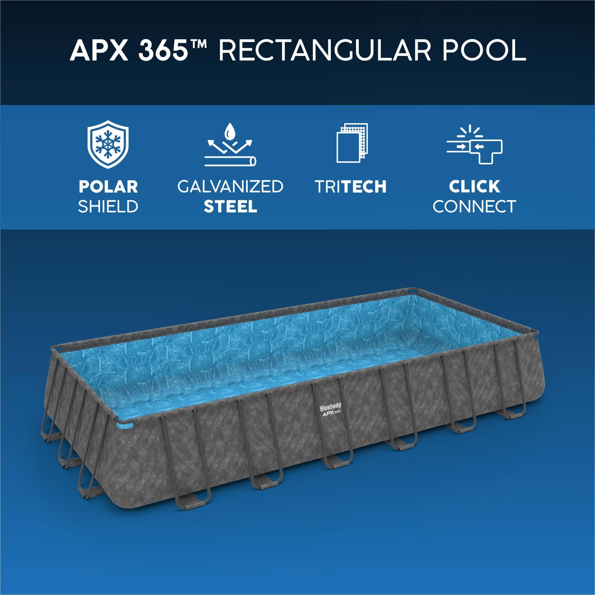 POWER STEEL POOL 488X244X122 RECHTECKIG DUNKELGRAU