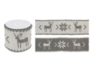 NASTRO PER PACCHI REGALO RENNA GRIGIO DOUBLEFACE 8X200CM