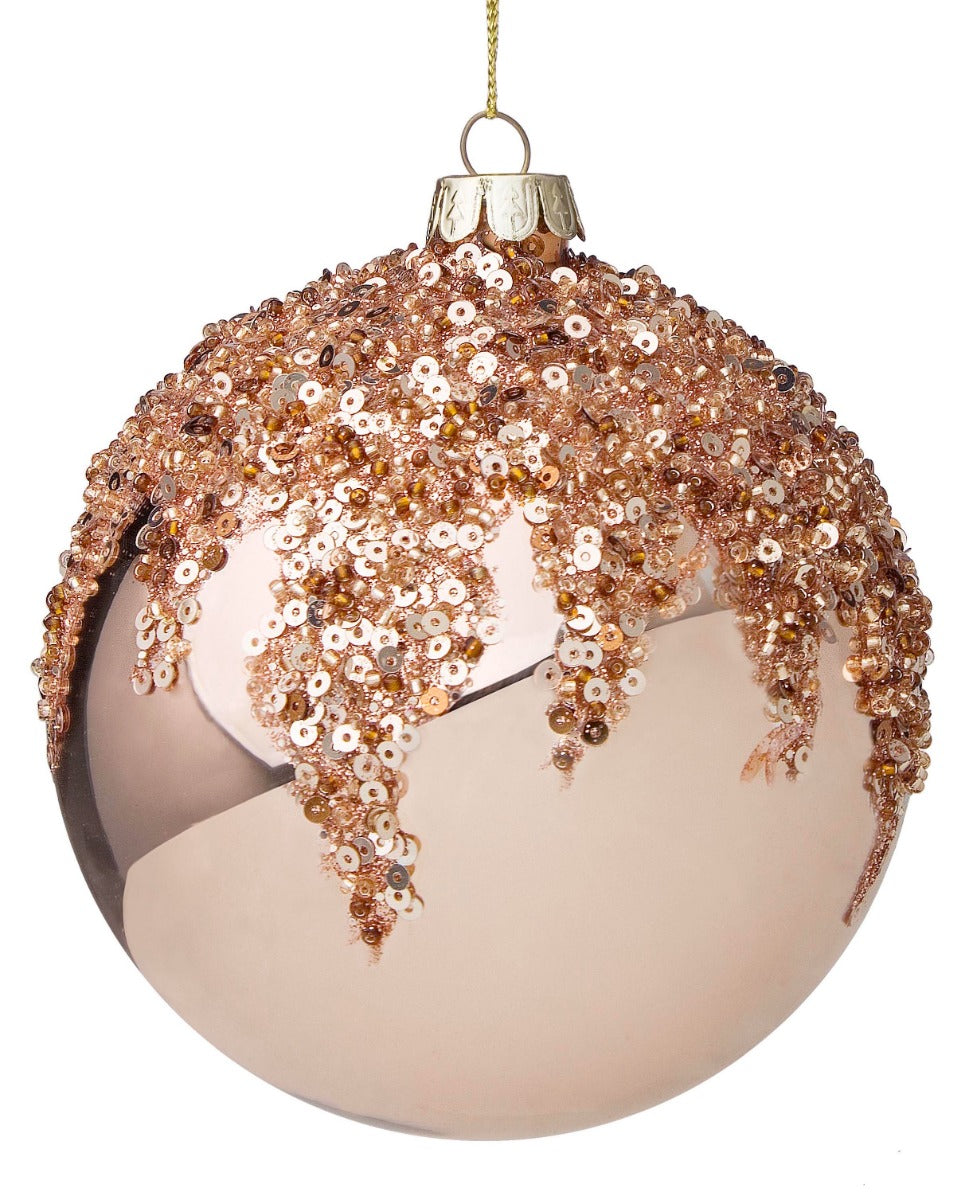 PALLINA IN VETRO ORO ROSA 10CM