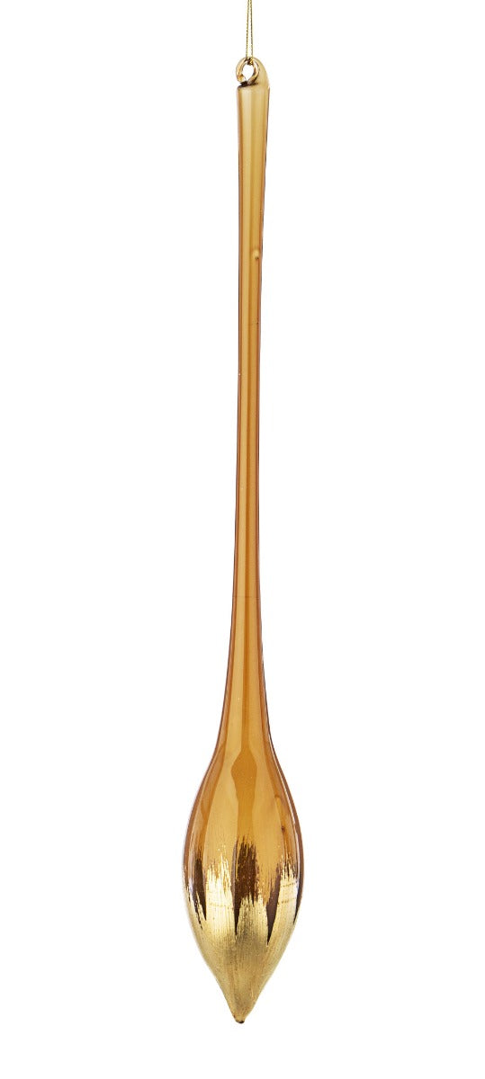 PENDAGLIO GOCCIA IN VETRO CON DECORAZIONI ORO D.5.2CM