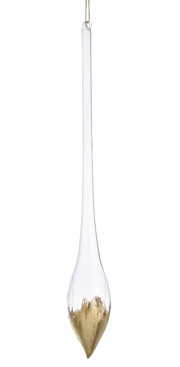 PENDAGLIO GOCCIA IN VETRO CON DECORAZIONI ORO D.5.2CM