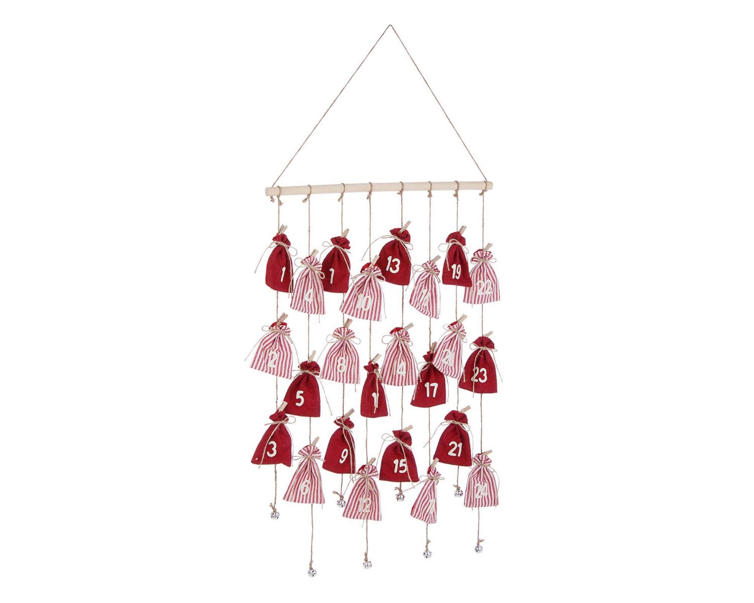 DECORAZIONE CALENDARIO AVVENTO DA APPENDERE HOLLIS SACCHETTO ROSSO L IN POLIESTERE