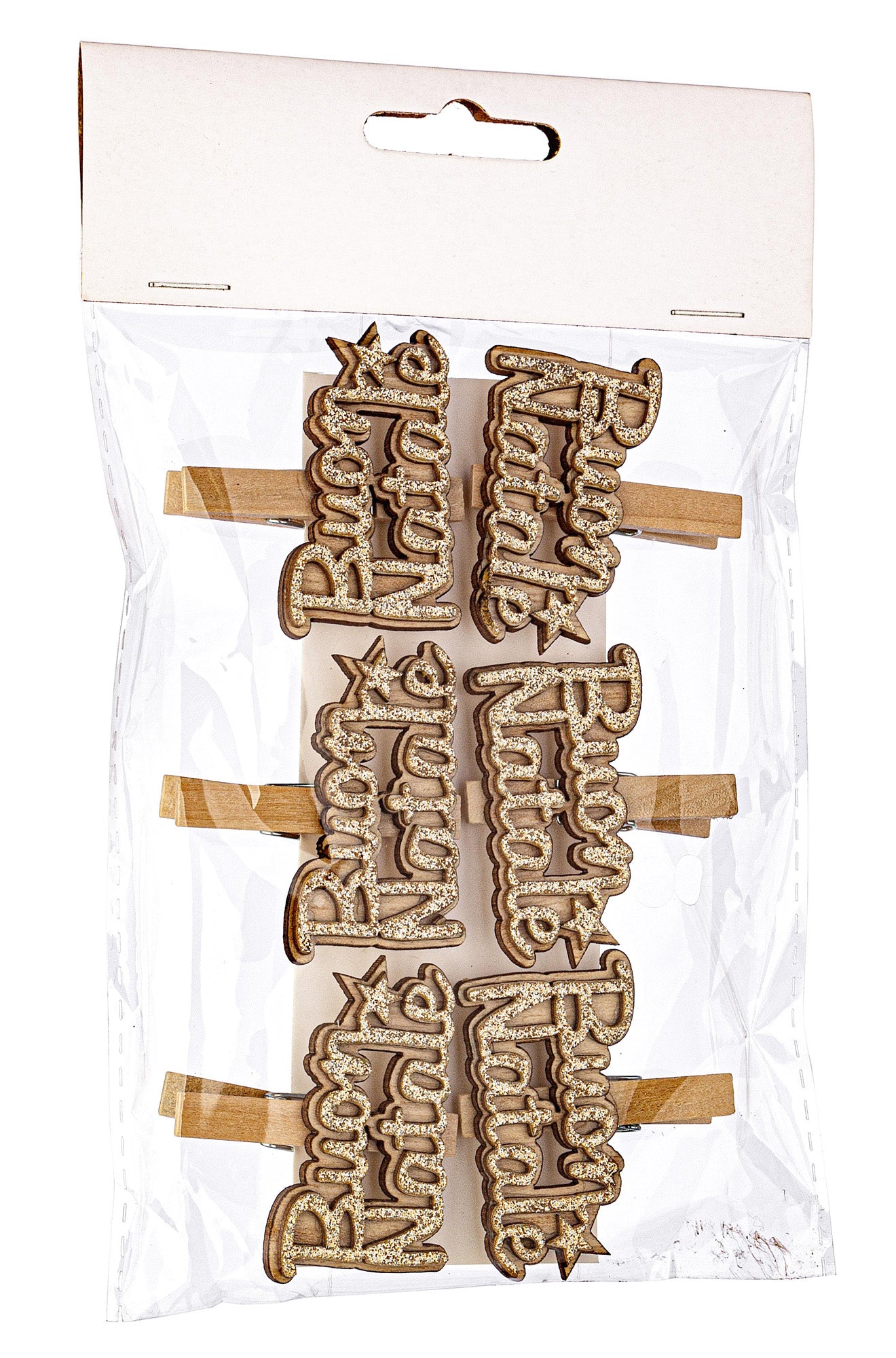 MOLLETTE CON SCRITTA BUON NATALE ORO 6PZ