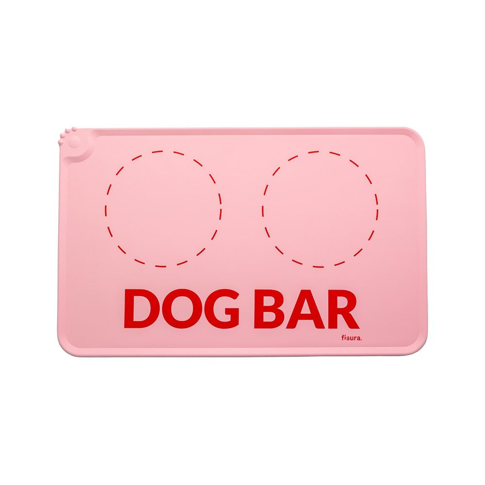 Fisura Tappetino per ciotole “Dog Bar”, 49,5x26,5 cm, rosa