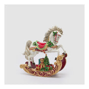 Decoro natalizio cavallo a dondolo 34x13x37 cm EDG
