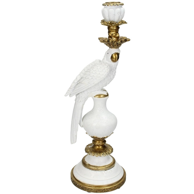 CANDELIERE CON UCCELLO BIANCO E ORO