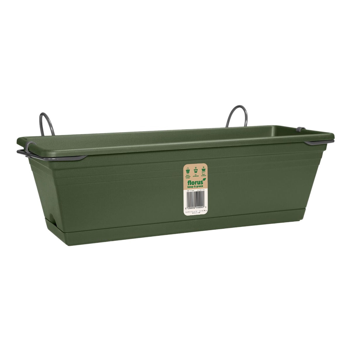 FIORIERA/BALCONETTA MEDITERRAN BALCONY TROUGH SET VERDE 60CM