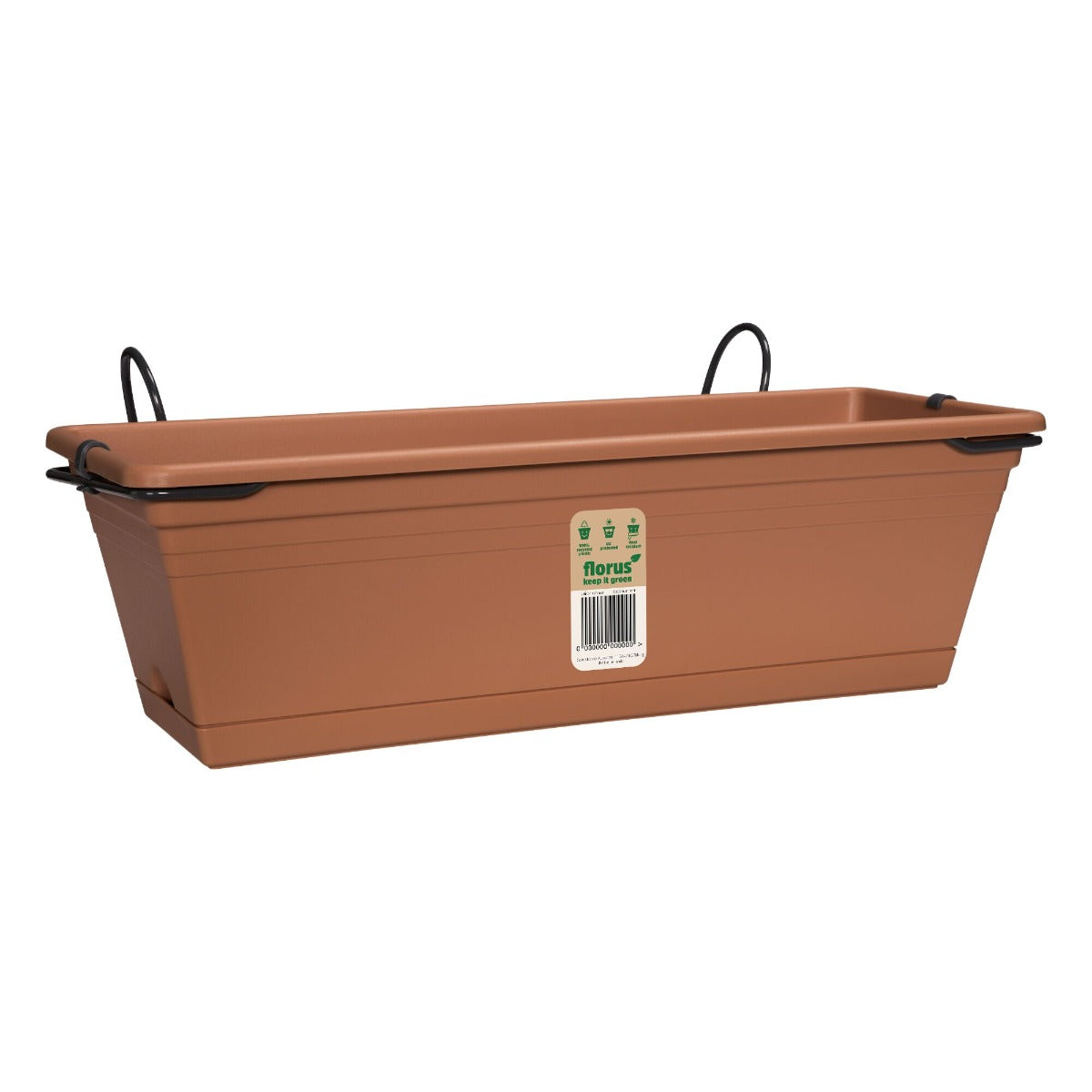 FIORIERA/BALCONETTA MEDITERRAN BALCONY TROUGH SET TERRACOTTA 60CM