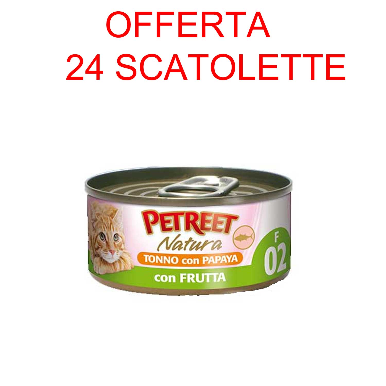 OFFERTA 24 SCATOLETTE CIBO UMIDO GATTO ADULTO NATURA TONNO/PAPAYA 70GR