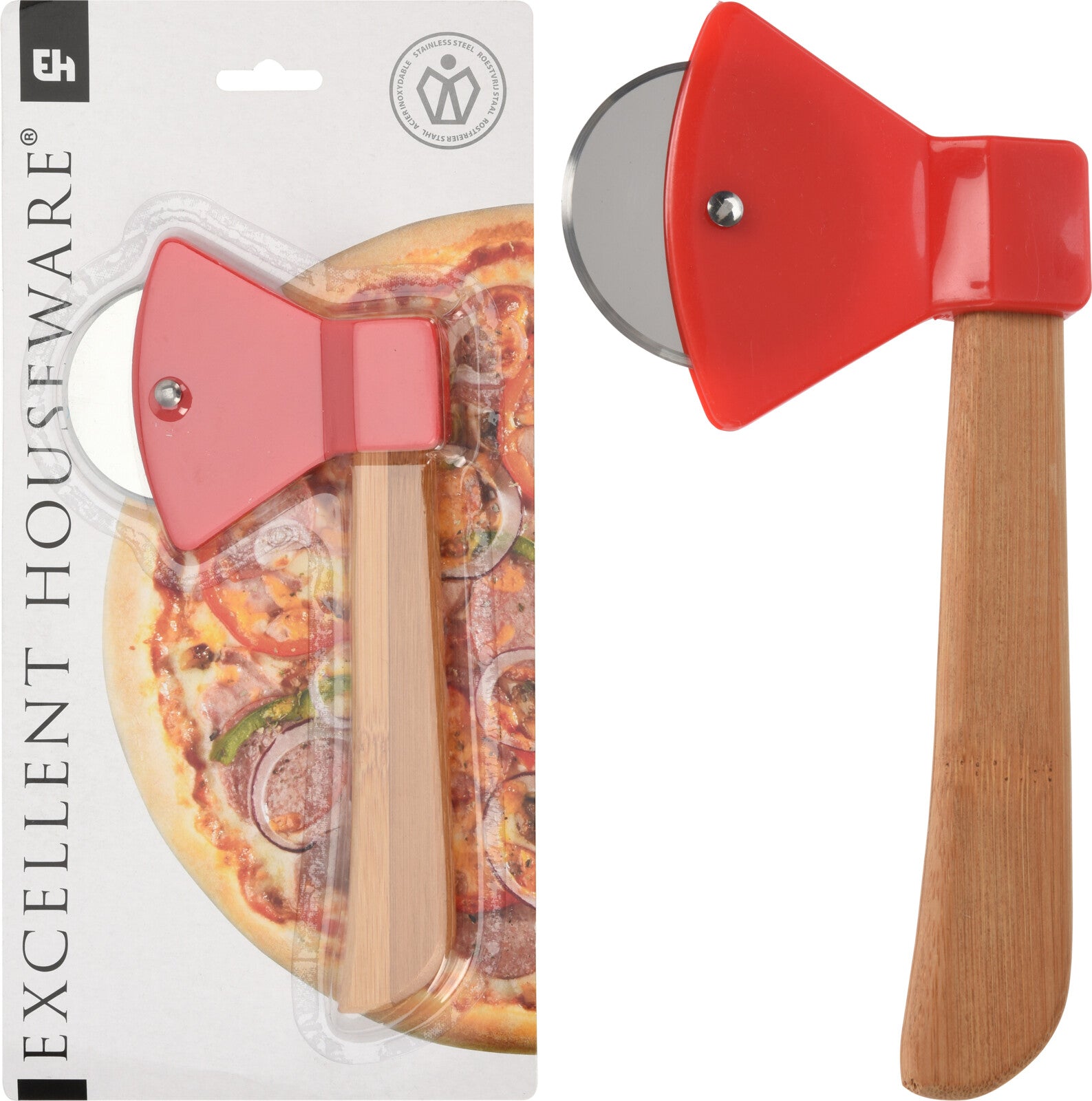 ROTELLA TAGLIAPIZZA PIZZA A FORMA DI ASCIA INOX 20X11CM