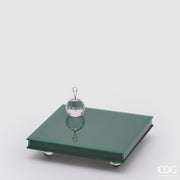 PORTACANDELE CON BASE SPECCHIO QUADRATA 20X20X5CM VERDE