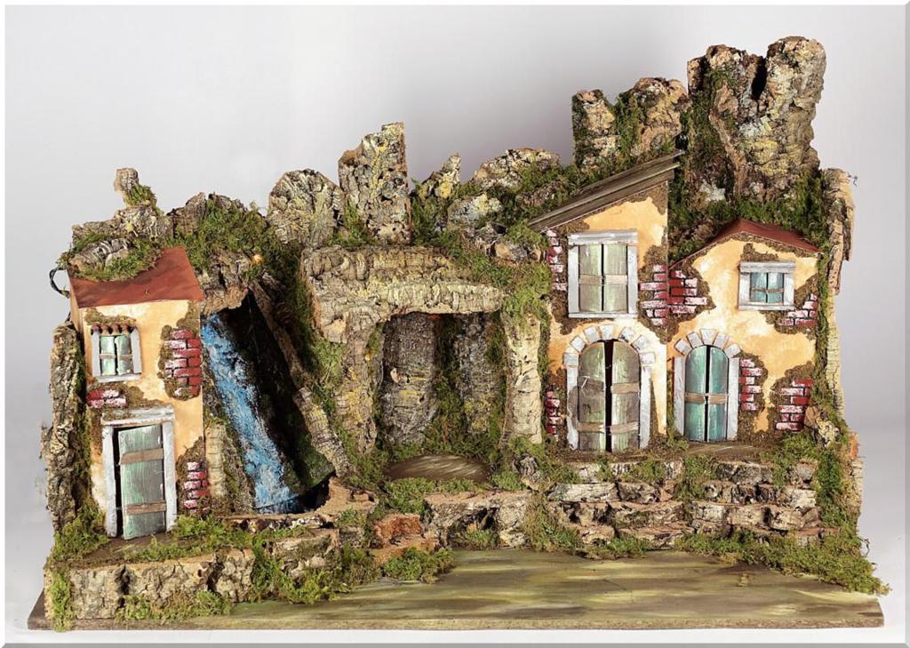 PRESEPE 80X50X48 CON LUCI E CASCATA CON POMPA