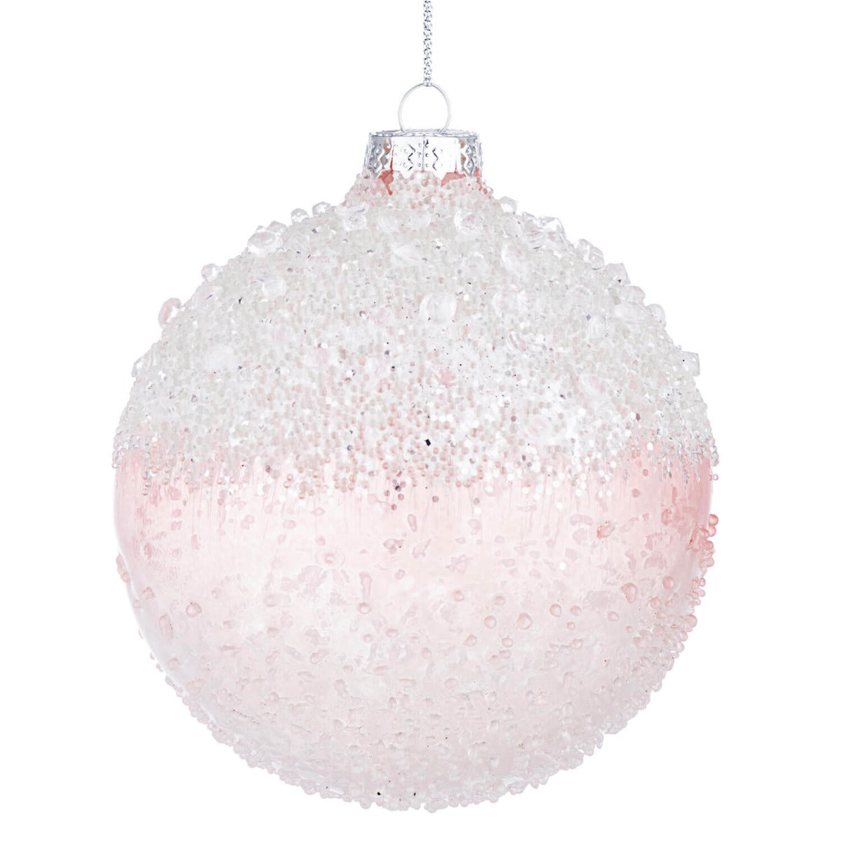 PALLINA DI NATALE IN VETRO BREZZA D.10CM ROSA E BIANCA