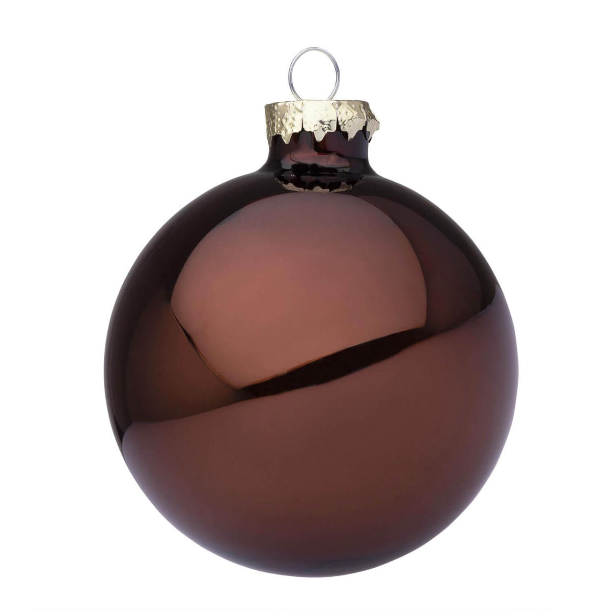 PALLINA DI NATALE IN VETRO D.8CM MARRONE LUCIDO