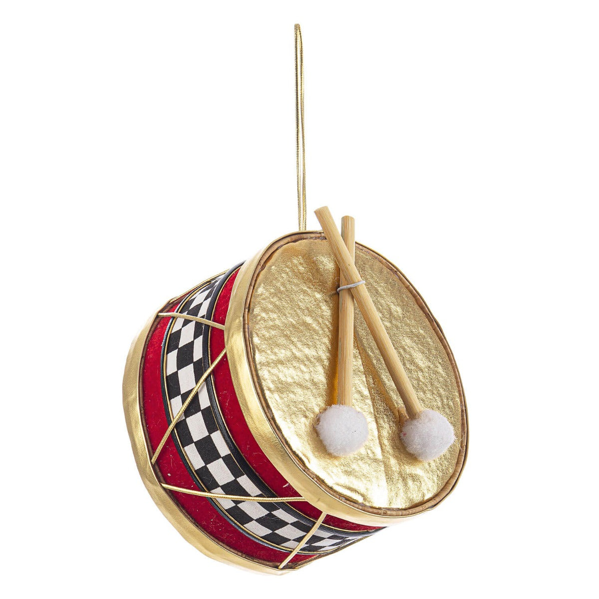 PENDENTE NATALIZIO COLYN TAMBURO ROSSO-ORO 12X8CM