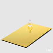 PORTACANDELE CON BASE SPECCHIO RETTANGOLARE 40X24,5CM ORO