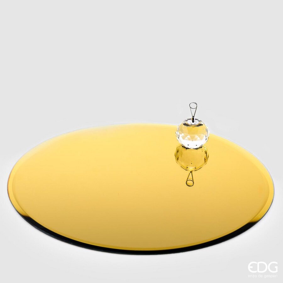 PORTACANDELE CON BASE SPECCHIO TONDA 35CM ORO