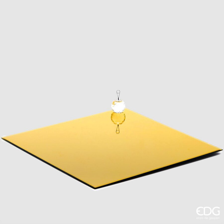 PORTACANDELE CON BASE SPECCHIO QUADRATA 40X40CM ORO