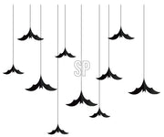 10 PENDENTI A FORMA DI PIPISTRELLI NERI IN CARTA