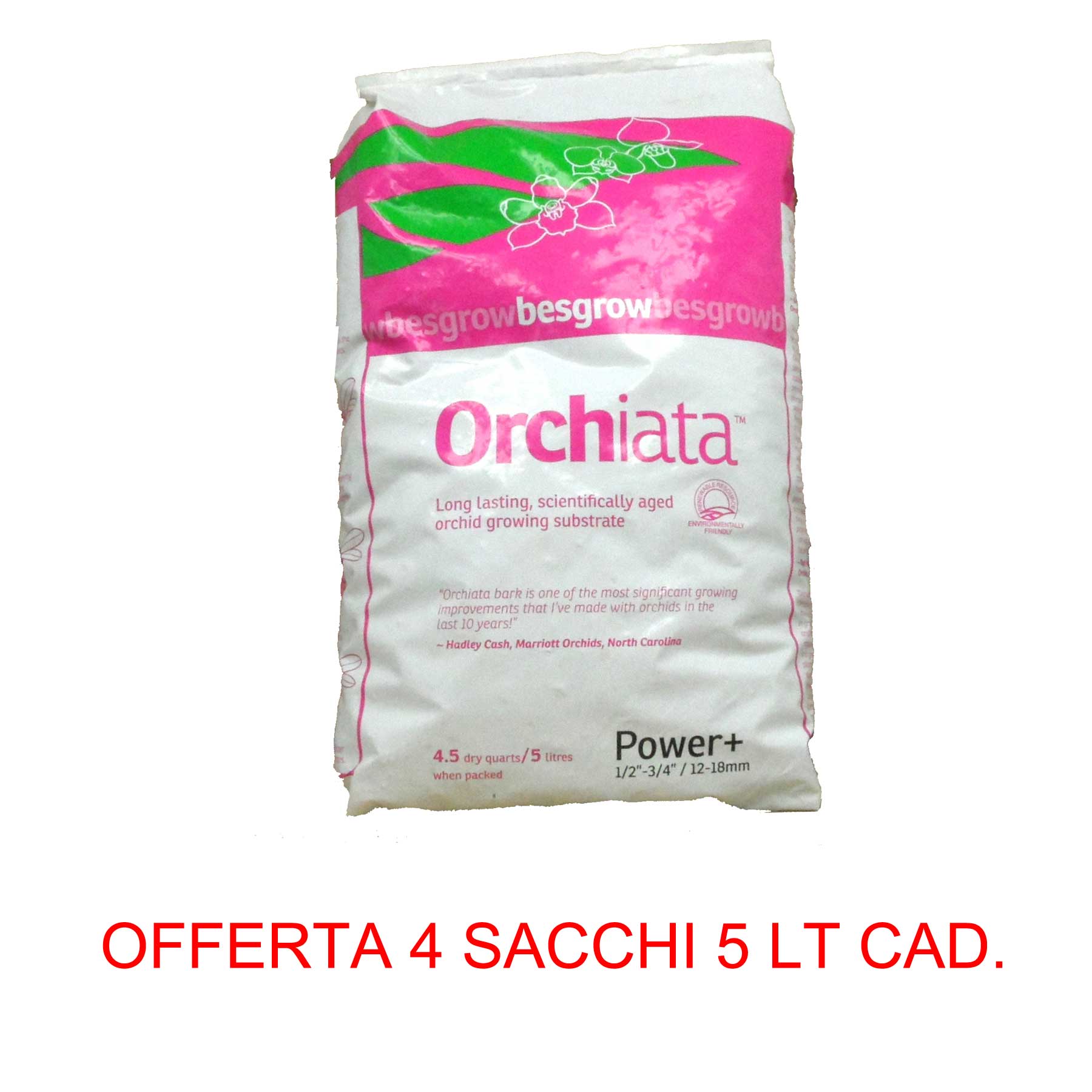 OFFERTA 4 PZ ORCHIATA POWER 12-18 MM 5LT SUBSTRATO ORCHIDEE