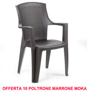OFFERTA 10 POLTRONE EDEN 60X62X89 CM MARRONE