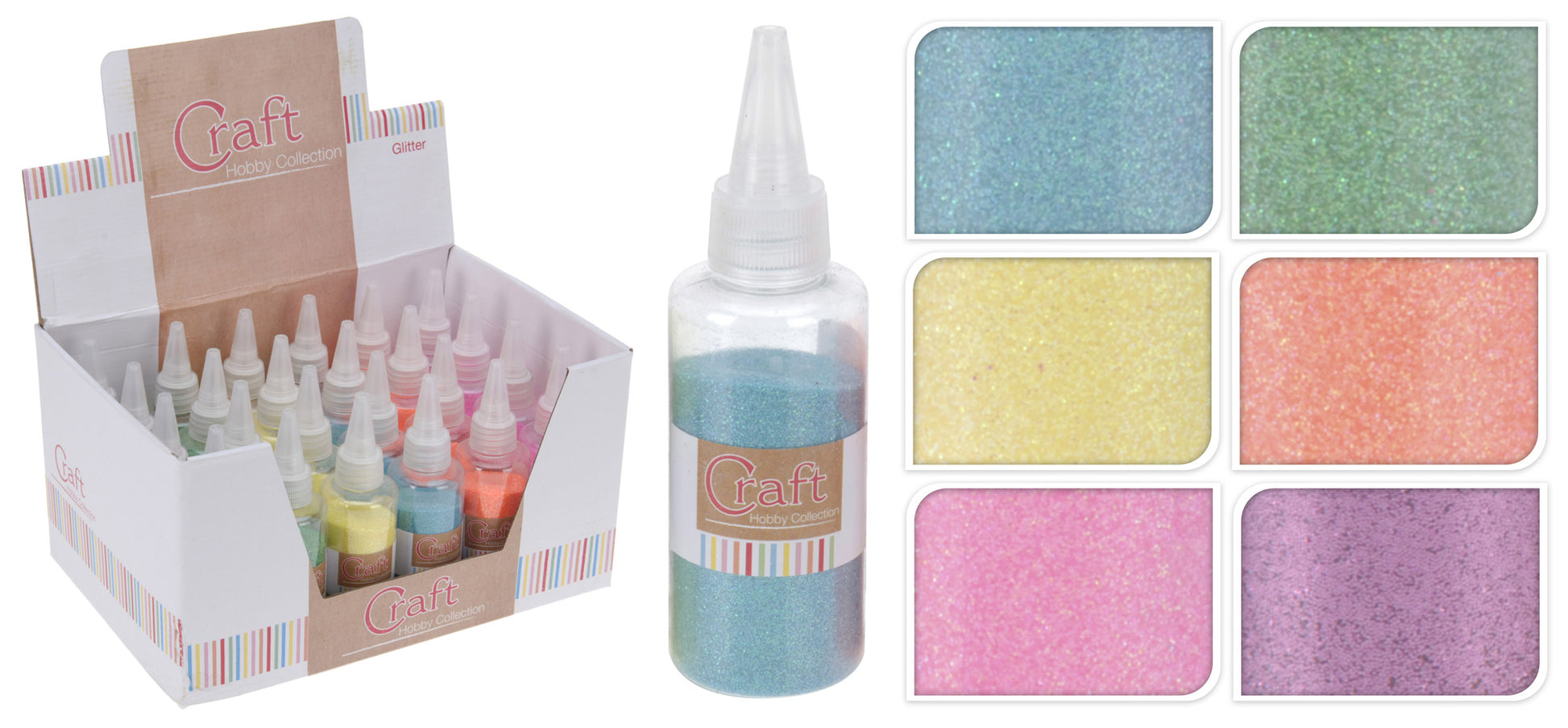 OFFERTA 6 PZ BOTTIGLIA GLITTER 9 CM COLORI ASSORTITI