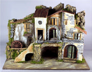 PRESEPE 76X40X54 CM CON LUCI E MULINO AD ACQUA CON MOTORINO