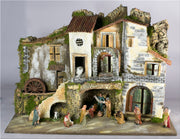 PRESEPE 76X40X54 CM CON LUCI E MULINO CON MOTORINO + 13 PZ NATIVITÀ 10 CM
