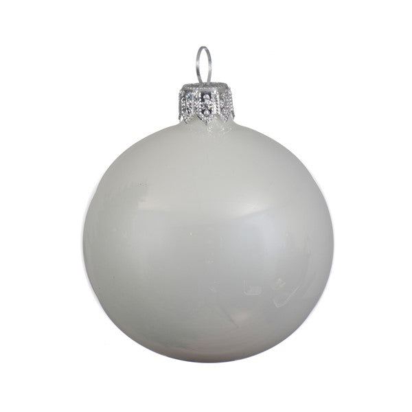 PALLINA DI NATALE IN VETRO BIANCO SMALTATO 8CM