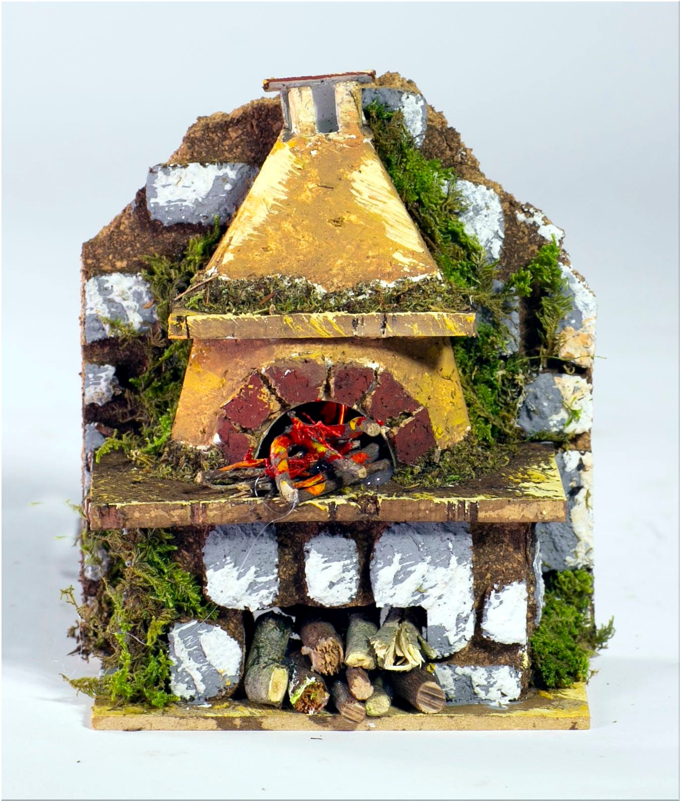 FORNO CON LAMPADA EFFETTO FIAMMA REALISTICA 10X6X12,5CM