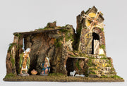 CAPANNA 60X34X44CM CON NATIVITÀ 16CM LUCE E MULINO A VENTO CON MOVIMENTI
