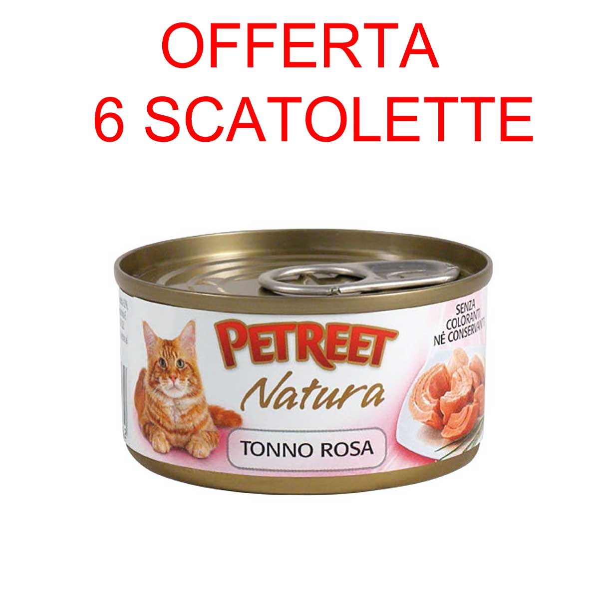 OFFERTA 12 SCATOLETTE CIBO UMIDO GATTO NATURA TONNO ROSA  140GR