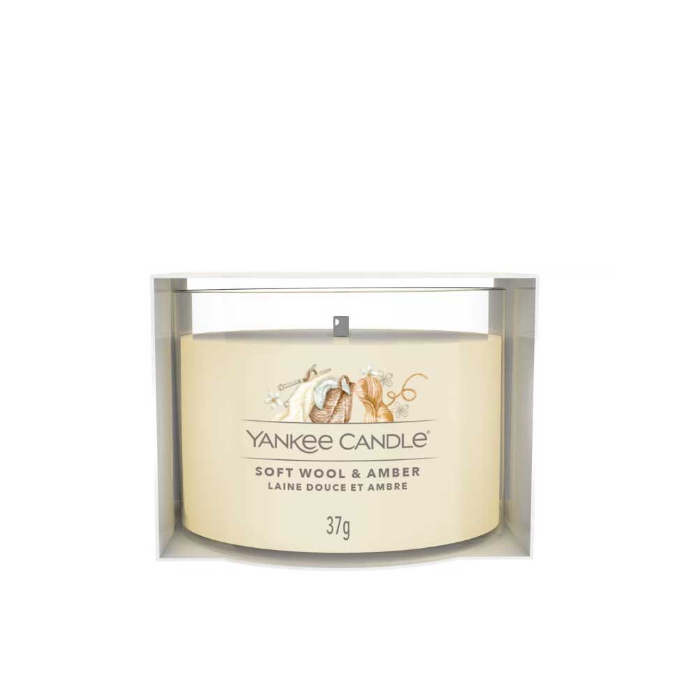 CANDELA PROFUMATA VOTIVE IN VETRO SOFT WOOL & AMBER