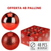OFFERTA 48 PALLINE DI NATALE 12 CM ROSSE ASSORTITE