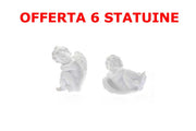 OFFERTA 6 PZ STATUINE ANGIOLETTO RESINA BIANCO 5CM ASSORTITO