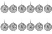 OFFERTA 12 PALLINE DI NATALE 8 CM ARGENTO GLITTERATE