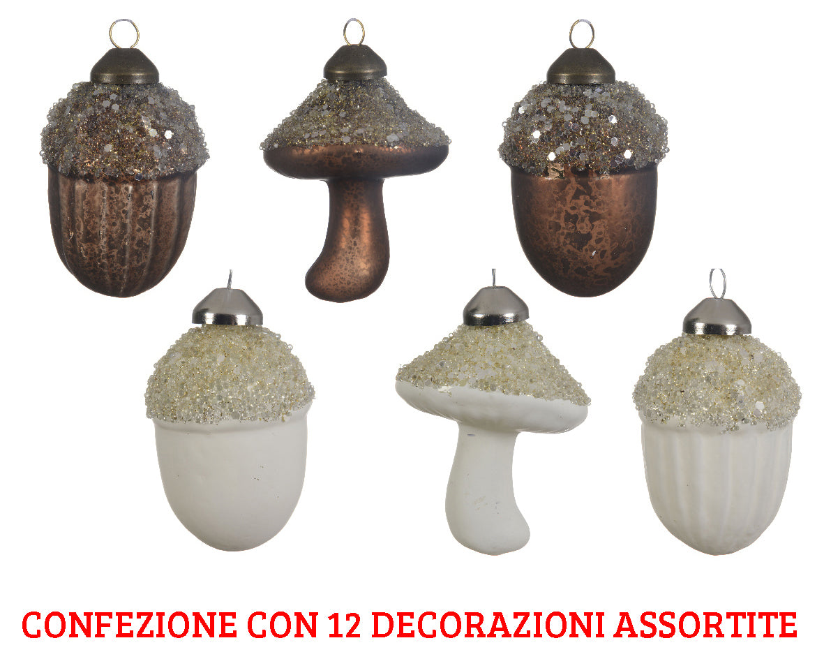 12 DECORAZIONI BOSCO CON PERLINE ASSORTITE