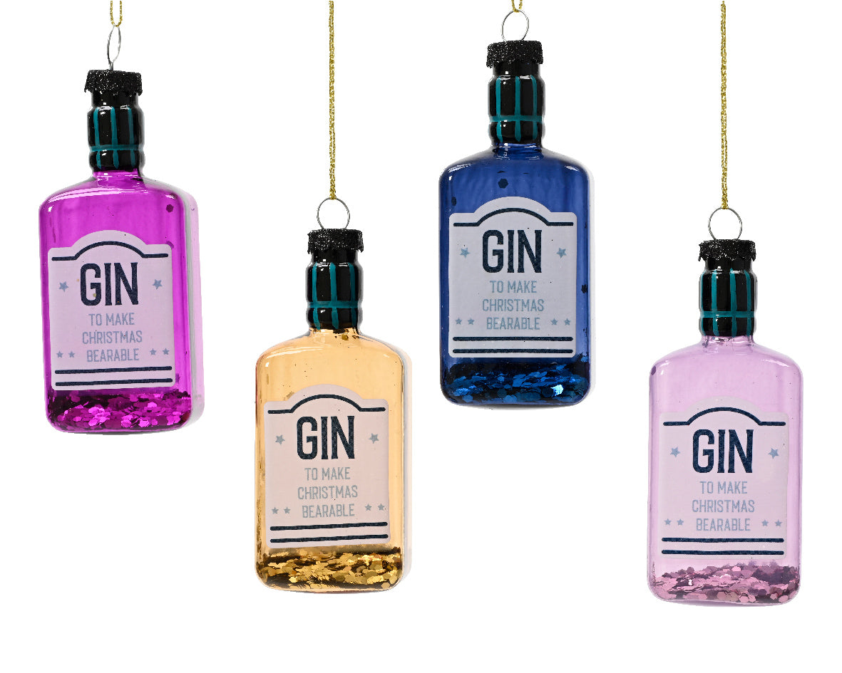 1 CIONDOLO NATALIZIO A FORMA DI BOTTIGLIA DI GIN COLORE ASSORTITO