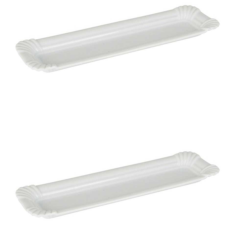 OFFERTA 2 PIATTI IN CERAMICA BIANCA 27X8CM