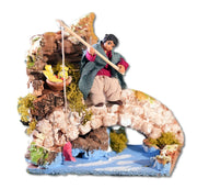 Presepe Pescatore Bambino con Ponte a Movimento cm 14x9x13