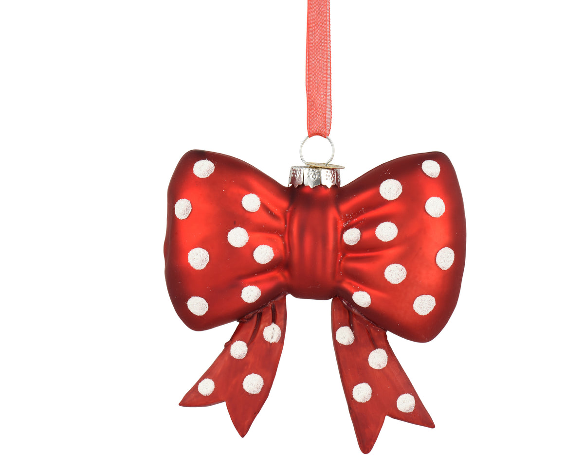 Pendente fiocco in vetro a pois 9,2 x 3,5 x 9,5 cm rosso Peraga Christmas