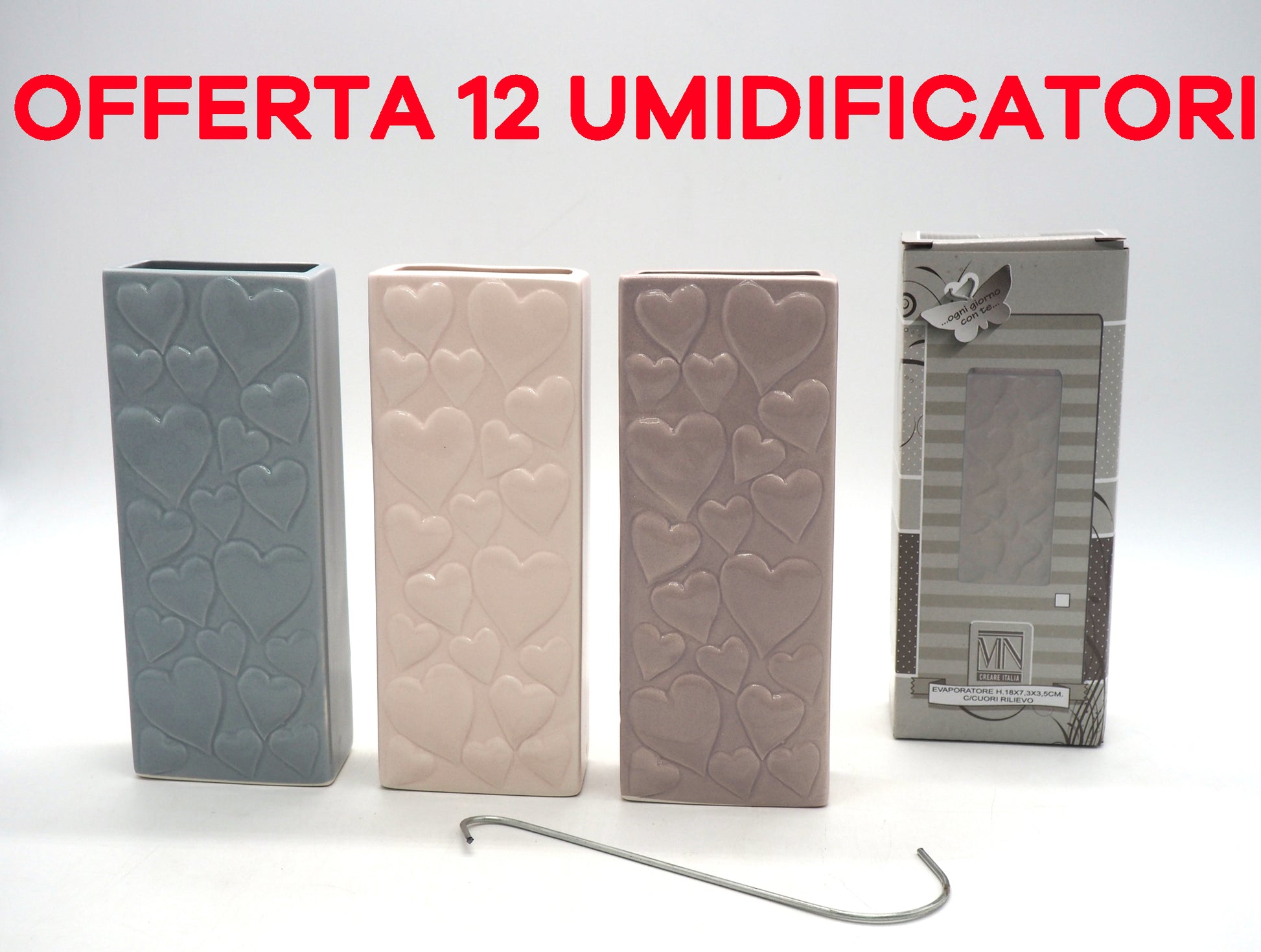 OFFERTA 12 UMIDIFICATORI CON CUORICINI IN CERAMICA PER TERMOSIFONI
