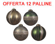 OFFERTA 12 PALLINE DI NATALE 8CM CON GLITTER ASSORTITA