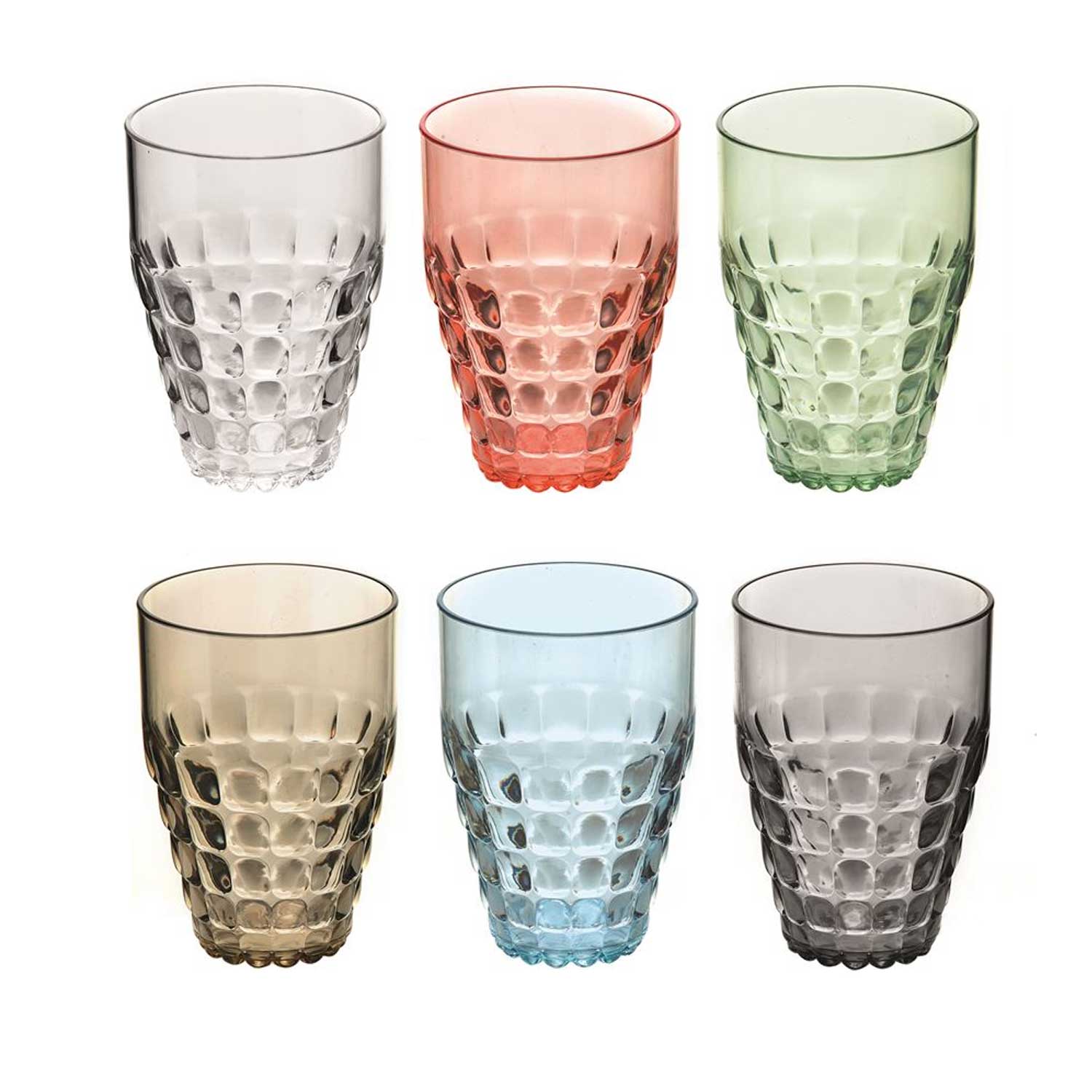 SET 6 BICCHIERI ALTI 9X13 CM TIFFANY COLORI ASSORTITI